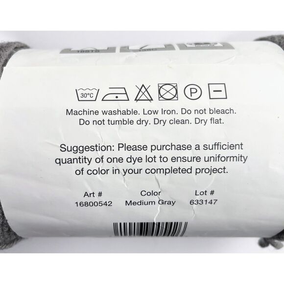 Big Twist Value Yarn, Medium Gray, Worsted Weight, Lot of 3 (Same lot #) - Picture 3 of 4